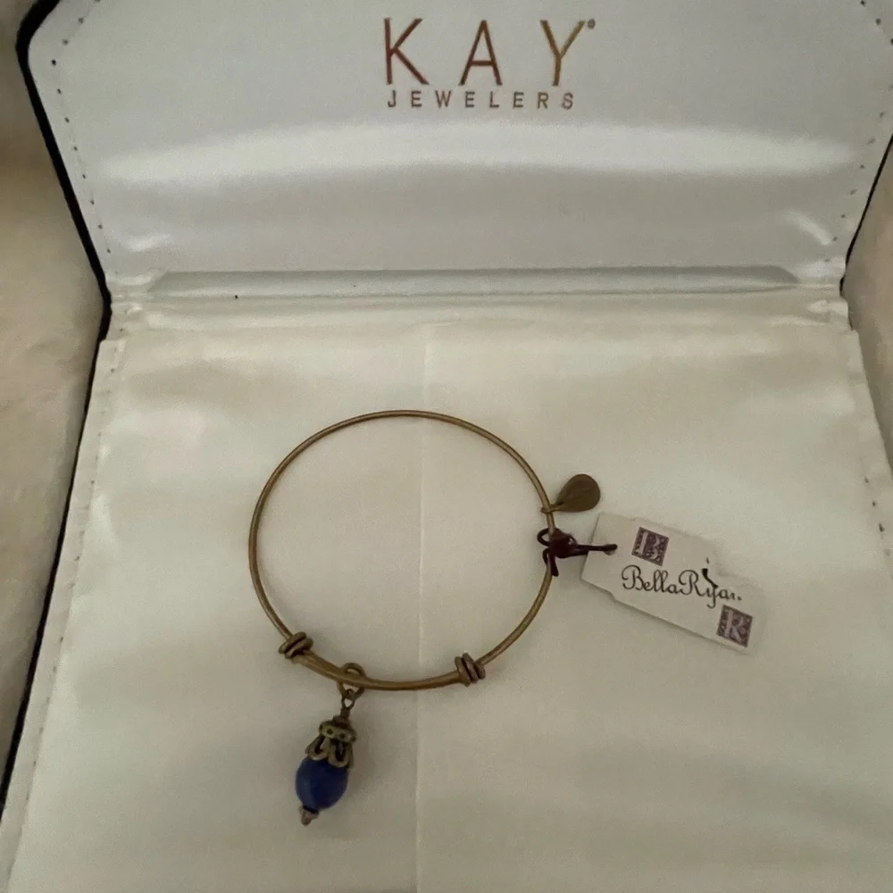 Bella Ryann Blue Birth Charm on Gold Tone Expandable Bracelet. NWT